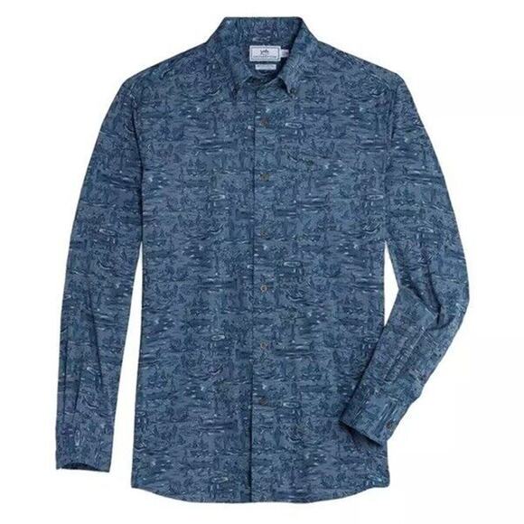 NWT SOUTHERN TIDE Cliff Intercoastal Performance‎ Shirt Blue Size S MSRP $125 - Picture 5 of 9